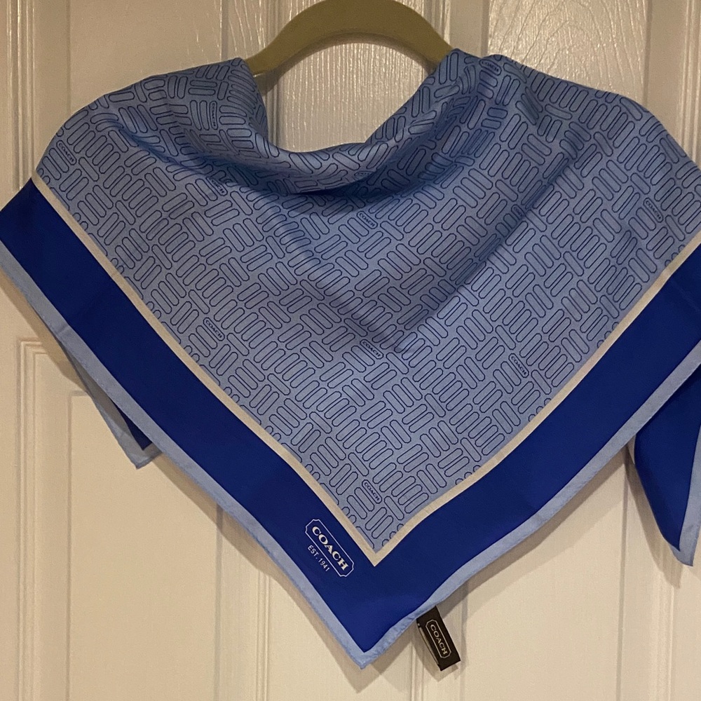 Coach Light Blue Geometric Scarf